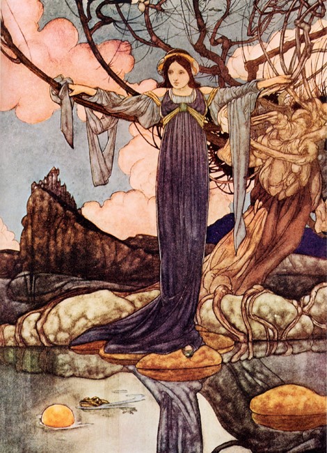 Charles Robinson, The Frog Fetches the Golden Ball, watercolour, from The Big Book of Fairy Tales, 1911. 