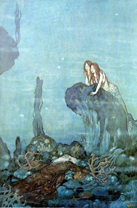 Edmond Dulac, “Full fathom five”, watercolour, from Shakespeare’s Tempest, 1908.